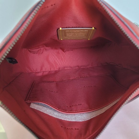 COACH Chaise Colorblocked Pebbled Leather Crossbody- Brick Red Multi 🎈$195. ⭐ - Picture 14 of 16